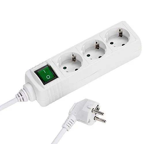 Vivanco EBLS3 W 3-fach Steckdosenleiste mit Schalter und Kindersicherung (1,4 m Zuleitung, Aderquerschnitt 1,5 qmm) weiß