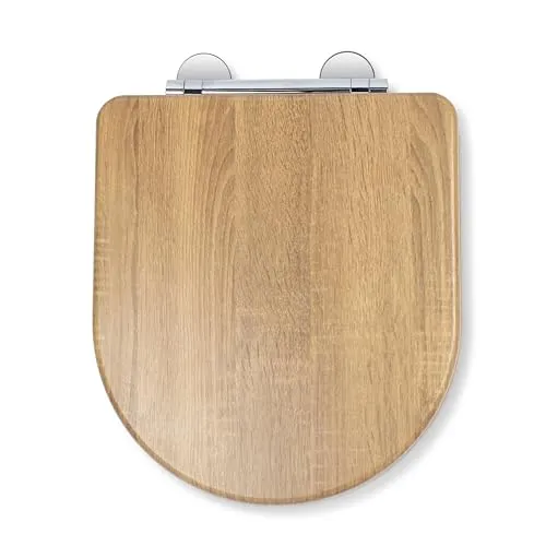 Croydex Levico WC Sitz mit Absenkautomatik aus Holz – Flexi-Fix Einfache Montage