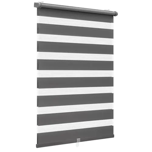 Sekey Doppelrollo Klemmfix 130x150cm Dunkelgrau - Seitenzug- & Springrollos: Stufenlos einstellbarer Sonnenschutz ohne Bohren, ideal für Haushalte mit Kindern und Haustieren – pflegeleicht und feuchtigkeitsresistent.