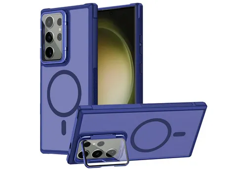 CoolGadget Handyhülle Hybrid CAM Handy Hülle für Samsung Galaxy S23 Ultra 6,8 Zoll, Kameraschutzglas klappbar Schutzhülle Metallring für Magsafe Zubehör