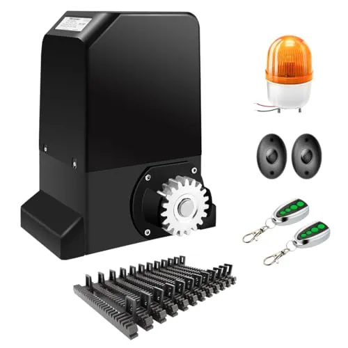 TOPENS RK990T Schiebetorantrieb Torantrieb Schiebetor automatischer Toröffner mit 2 Fernbedienungen max. Torgewicht 1000kg und Torlänge 12m, mit 4m Zahnstange für Hoftor