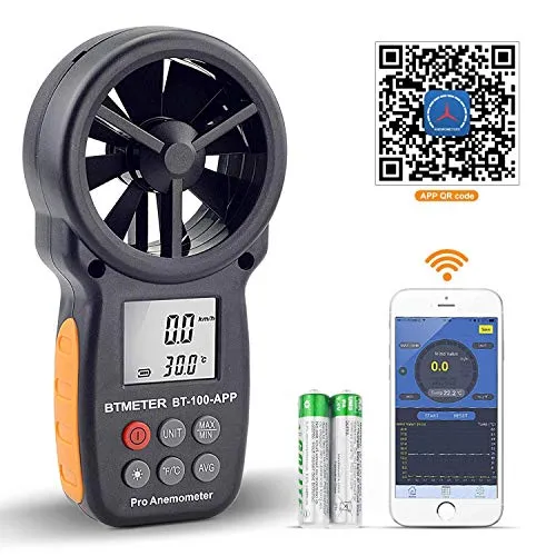 BTMETER BT-100APP Windmesser – Digitales Anemometer mit Bluetooth