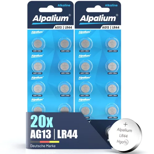 AG13 LR44 Knopfzellen Batterien 20 Stück Alpalium Alkaline für Uhren Spielzeug