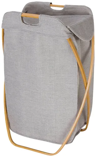 möve Bamboo Klappbarer Wäschekorb 39 x 46 x 66 cm - Wäschekörbe aus Bambus mit Canvas, klappbar und platzsparend, ideal für stilvolle Aufbewahrung im Bad oder Haushalt.
