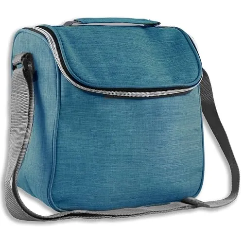 Kühltasche mit Schultergut - Thermotasche - Picknicktasche - Faltbare Kühltasche - Isoliertasche für Getränke Größe 23 x 16 x 22 cm (L/B/H), Farbe Blau