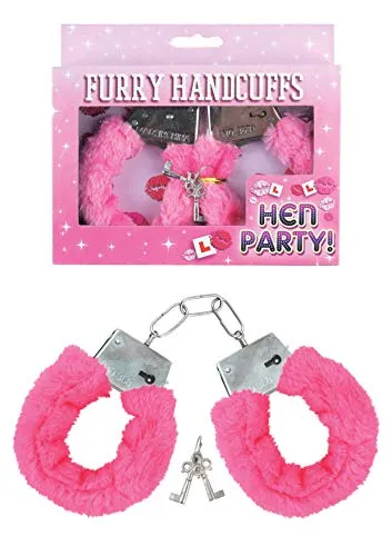 Handschellen mit Plüsch, Rosa in pink von PartyDeco