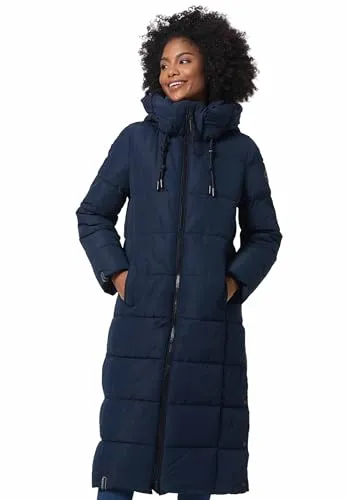 MARIKOO Damen Winterjacke B985 - Lange Steppjacke, warm gefüttert und stylisch mit hohem Kragen für optimalen Tragekomfort