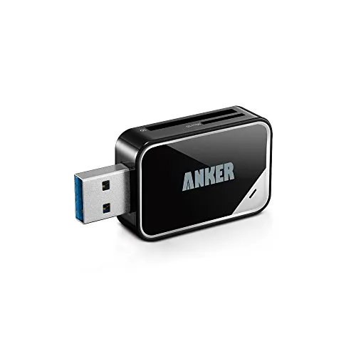 Anker USB 3.0 SD/TF Speicherkartenleser, 2 Steckplätze, Kartenlesegerät für SDXC, SDHC, SD, MMC, RS-MMC, Micro SDXC, Mikro-SD, Micro SDHC Karte, unterstützt UHS-I Karten