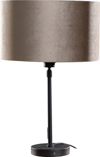 Produktbild QAZQA Moderne Tischleuchte Parte Schwarz mit Taupe Samt-Schirm 35cm