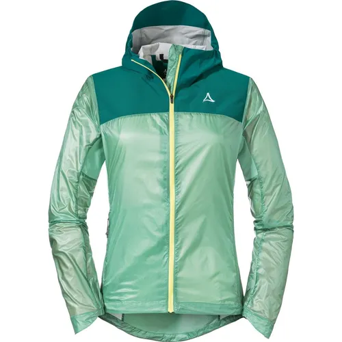 Schöffel Hybrid Jacket Flow Trail Women matcha mint (6055) - Winddicht und Leicht - Radjacke für Damen, winddicht und extrem leicht dank Pertex Quantum Material, ideal für Radfahren und Bergsteigen mit optimaler Passform durch 4D BODY MAPPING.