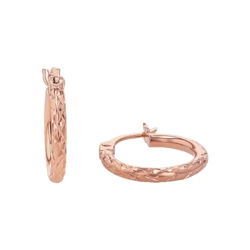 Amor Creolen 925 Sterling Silber Damen Ohrschmuck - Ohrringe für Damen aus 925 Sterling Silber, roséfarben mit eleganten Einkerbungen, ideal für jeden Tag oder besondere Anlässe – kommt in einer stilvollen Schmuck Geschenk Box.