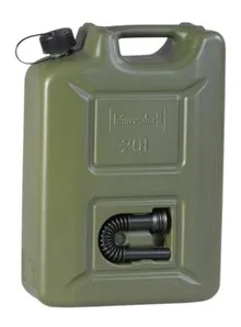 Hünersdorff 20l Kraftstoffkanister Profi olivgrün - Robuster 20 l Kraftstoffkanister aus HD-PE, ideal für den sicheren Transport von Flüssigkeiten. Mit UN-Zulassung und integriertem Auslaufrohr für eine einfache Handhabung.