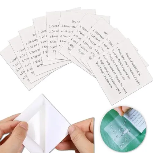 DECARETA 10 Stücke Zelt Reparaturset Selbstklebend Reparaturflicken Wasserdicht Reparaturfolie Reparatur Aufkleber Reparatur Patch Transparent Klebeflicken Flicken Folie Reparatur Patch für Zelt Pool