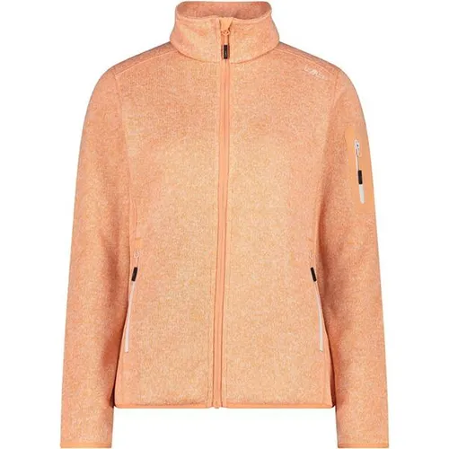 CMP Woman Jacket salmone-bianco (03CT) 44 - Funktionsjacke für Damen, ideal für Outdoor-Aktivitäten. Hergestellt aus Knit-Tech-Fleece mit winddichten und isolierenden Eigenschaften, bietet sie Komfort und Bewegungsfreiheit bei jedem Wetter.