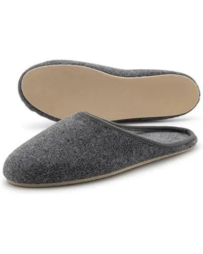 Leichte Pantoffel 48, Grau - Bequeme Filz Hausschuhe - Hausschuhe aus umweltfreundlichem Filz, warm gefüttert und rutschfest, ideal für Damen und Herren - für höchsten Komfort zu Hause.