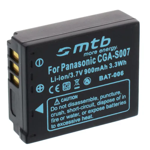Akku für Panasonic CGA-S007 / Lumix DMC-TZ1 TZ2 TZ3 TZ4 TZ5 TZ11 TZ15 TZ50