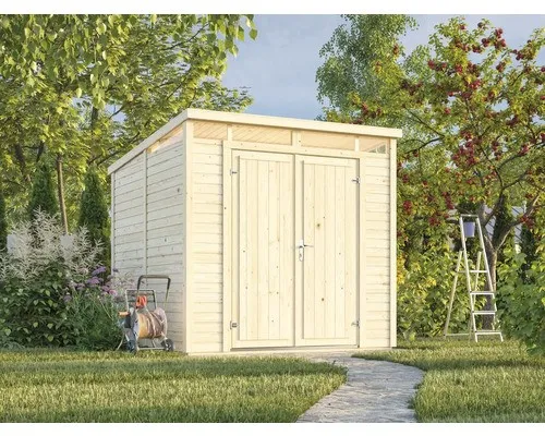 Gartenhaus Palmako Elias 4,9 m² – Holz Gartenhaus mit Fußboden - Stilvolles Pultdach-Gartenhaus aus hochwertigem Holz, ideal für die Aufbewahrung. Inklusive Fußboden für zusätzlichen Komfort und Stabilität.