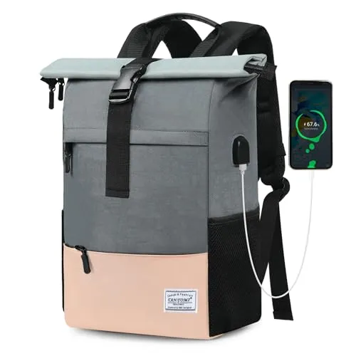 TANTOMI Rolltop Rucksack Damen & Herren - Wasserdichter Tagesrucksack aus reißfestem Polyester mit Diebstahlschutz, ideal für Laptop und Unterlagen - perfekt für Schule, Uni und Freizeit.