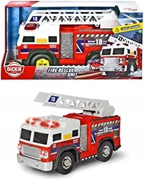Feuerwehrauto 30cm Fire Truck mit Licht und Sound - Einsatzfahrzeug für Kinder, ausgestattet mit beweglicher Leiter und realistischen Geräuschen für ein authentisches Spielerlebnis.