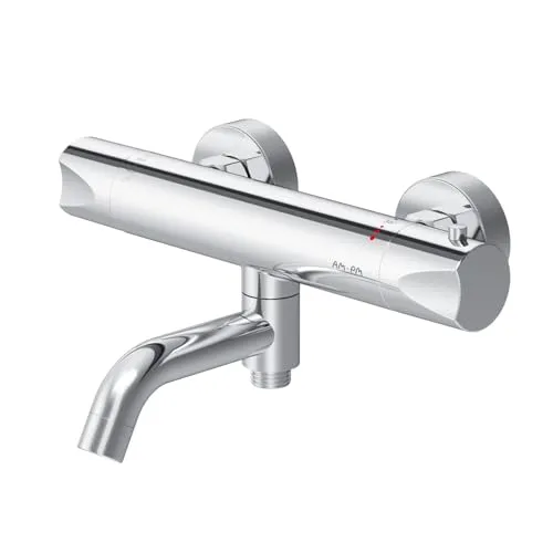 Hit Thermostat-Wannenarmatur: Elegante Armatur für Badewanne und Dusche - Armaturen mit ergonomischem Griff und thermostatischer Regelung, ideal für Haushalte mit Wasserdruckschwankungen. Sicherheitssperre bei 38 Grad schützt vor Verbrühungen.