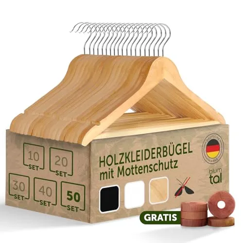 Blumtal Kleiderbügel Holz 50er Set in beige von Blumtal