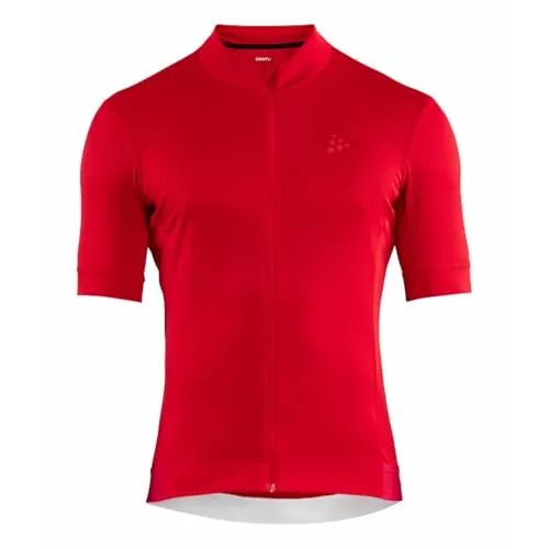 Craft CORE Essence Jersey M Bright RED M - Radsport-Trikots & -Shirts für Herren, atmungsaktiv und ideal für Rennradfahrer und Mountainbiker, mit vier praktischen Rückentaschen für Stauraum.