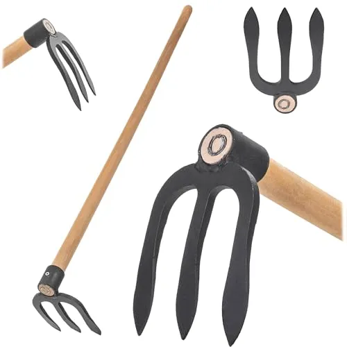 KADAX Kartoffelhacke mit 3 Zinken und Holzstiel