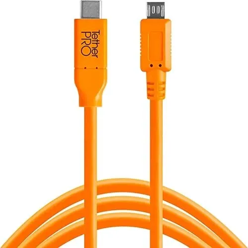Tether Tools TetherPro USB-Datenkabel - 4,6m für USB-C an USB 2.0 Micro-B5 - USB-Kabel für Tethered Shooting, 4,6 m lang für hohe Bewegungsfreiheit, entspricht höchsten USB-Spezifikationen mit hoher Leitfähigkeit und Störschutz.