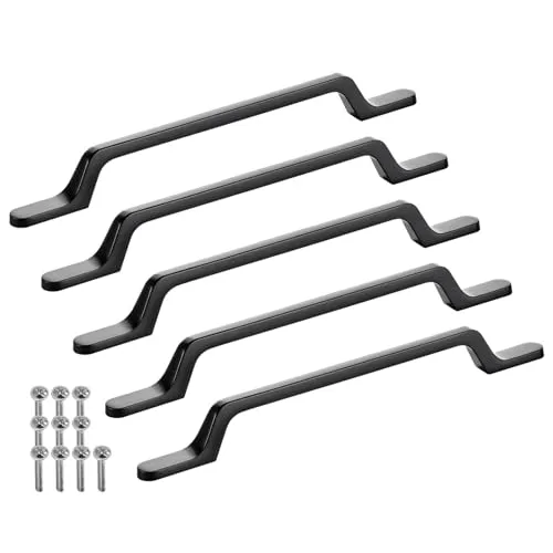 SOTECH 5 Stück Möbelgriffe BLACKLINE IV BA 160 mm schwarz matt (Länge 226 mm, Breite 12 mm, Höhe 26 mm) Design Aluminium Kommodengriff