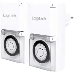 LogiLink Mechanische Zeitschaltuhr im 2er Set, IP44, für Outdoor