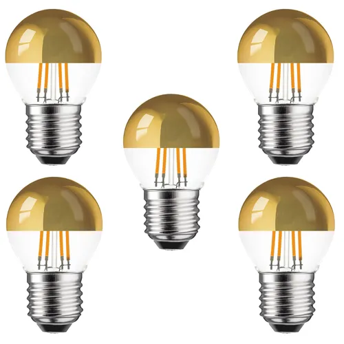 LED Filament Kopfspiegel Tropfen 4W fast 40W E27 gold warmweiß 2700K 5 x