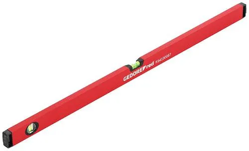 Gedore RED R94100087 Leichtmetall-Wasserwaage 1000mm - Analoge Wasserwaage mit Messgenauigkeit von +/- 0,5 mm/m, robustes Aluminium-Profil und stoßfeste Endkappen für präzise Anwendungen.