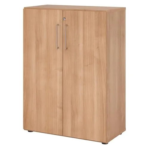 bümö Aktenschrank abschließbar - Nussbaum 80cm - Robuster Büroschrank aus Holz mit hochwertigem Schloss und werkzeuglosem Aufbau. Ideal für sicheres Aktenmanagement im Büro oder Arbeitszimmer.