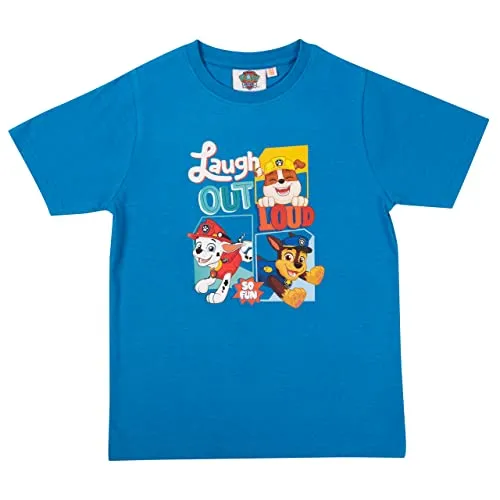Paw Patrol T-Shirt für Jungen – Laugh Out Loud Oberteil Kinder Shirt kurzärmlig Blau (as3, Numeric, Numeric_122, Numeric_128, Regular, 122-128)