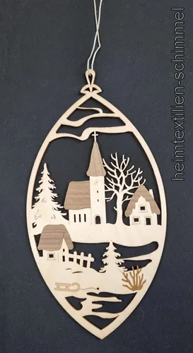 ERZGEBIRGISCHE HOLZKUNST Fensterbild WEIHNACHTEN Winterland KIRCHE Holz KUHNERT