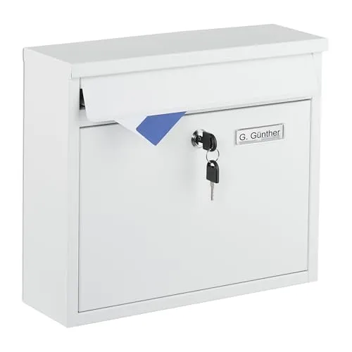 relaxdays Wandbriefkasten kompakt, weiß