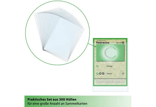 fouraces Etui fouraces Sammelkartenhüllen 300 Stk. für Pokemon 90x66mm transparent