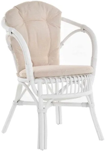 Krines Home Relaxsessel im skandinavischen Stil - Klassischer Flecht-Sessel aus Natur-Rattan mit bequemen Kissen. Ideal für entspannte Stunden. Maße: 58x57x86 cm, Sitzhöhe 49 cm.