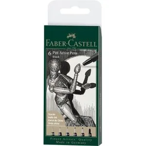 Faber-Castell 6 Pitt Artist Pens Black 167154 von Faber-Castell