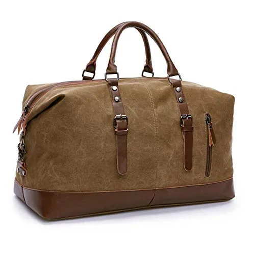 Übergroße Canvas Reisetasche mit PU-Ledergriff