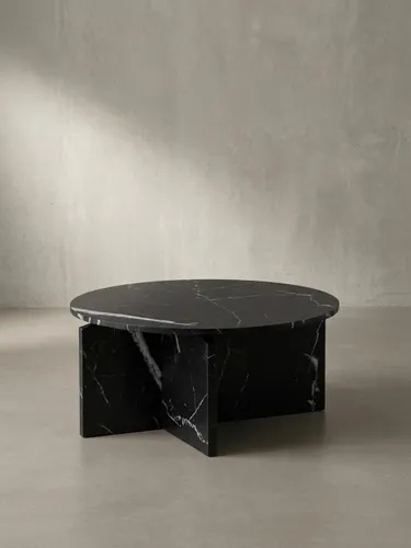 Moderner Couchtisch 70x70 cm in Schwarz mit Marmor-Optik