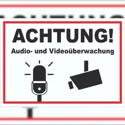 Produktbild Achtung Audio- und Videoüberwachung Schild A6 (105x148mm)