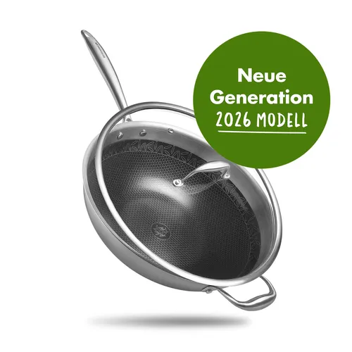 Reishunger Premium Edelstahl Wok 28 cm – Keramische Antihaft-Beschichtung