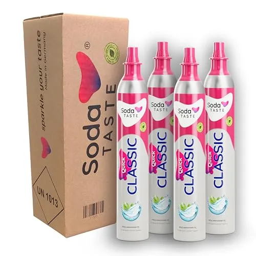 SodaTASTE Quick Classic CO2-Zylinder kaufen 4er-Pack (Reservezylinder) für Wassersprudler mit Quick Connect System, für bis zu 240l gesprudeltes Wasser