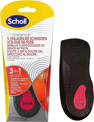 Scholl Einlegesohlen In-Balance 3/4 - Einlegesohlen zur Linderung von Schmerzen von Knie bis Ferse, mit sofortiger Stoßdämpfung und perfekter Passform für optimalen Komfort.