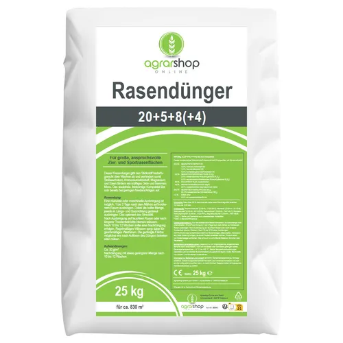 Agrarshop Rasendünger 20+5+8(+4) mit LZW 25 kg Lanzeitdünger Startdünger