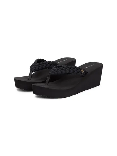 Tommy Hilfiger TH WEDGE BRAIDED SUMMER SANDAL Zehentrenner Keilabsatz, Sommerschuh mit geflochtener Bandage