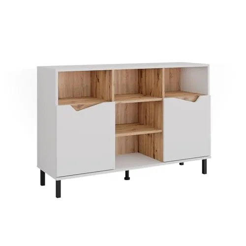 Vicco Kommode Marelle, Weiß/Artisan, 120 x 81.3 cm mit 2 Türen - Die stilvolle Kommode 