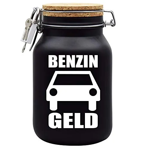 Spardose Benzin Geld Geschenk Idee Schwarz XL