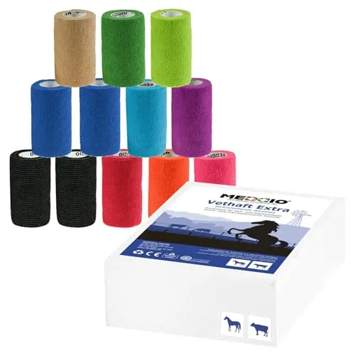 Vethaft Extra selbsthaftende Bandage 10cm Haftbandage für Huf- und Klauenpfleger, Tierärzte 12 x